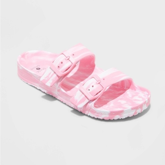 Pink & white rubber slides nwt - Picture 1 of 4